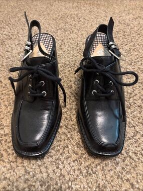 Antonio Melani Black Slingback Lace-Up Loafers 7.5